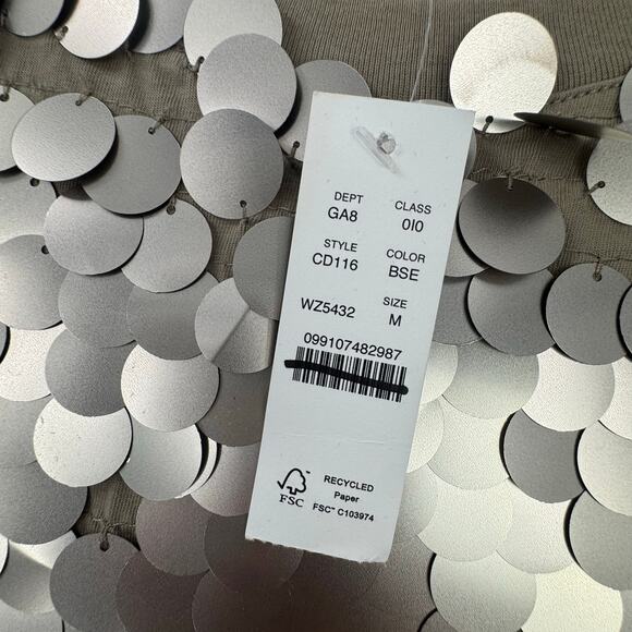 J. Crew Collection Sequin-Embellished T-Shirt Short Sleeve Silver Size M NWT - Picture 9 of 13